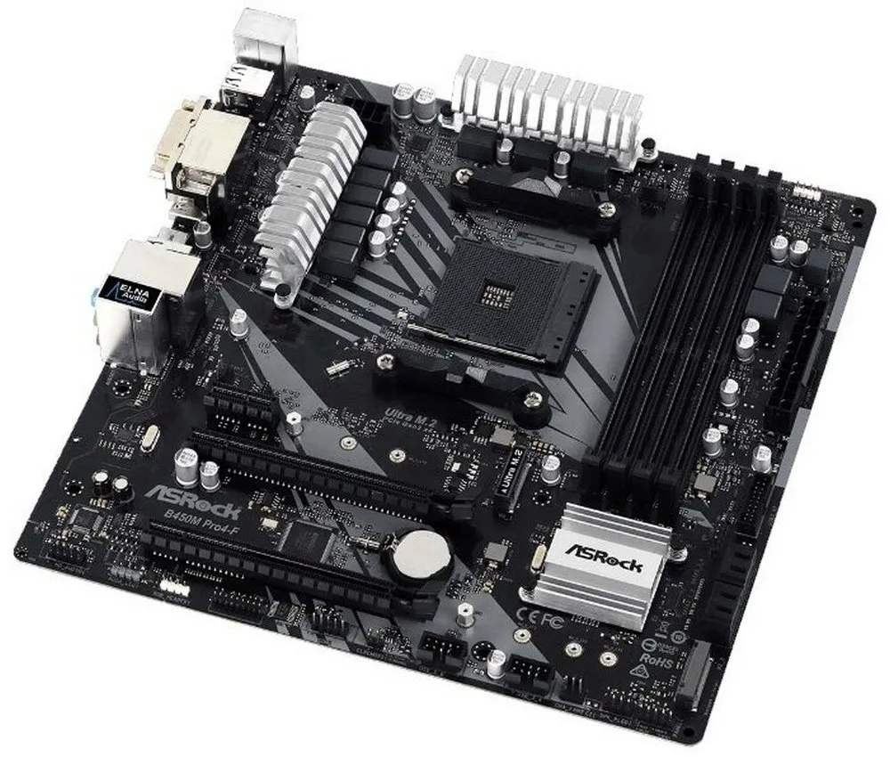 Материнская плата ASRock B450M PRO4-F, AM4, AMD B450, Micro-ATX