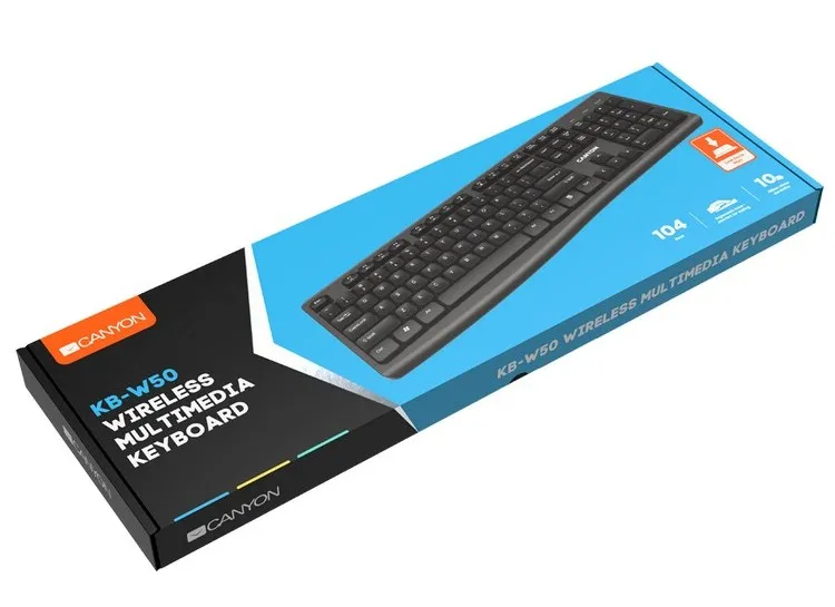 Клавиатура Canyon KB-W50, Беспроводное, Чёрный