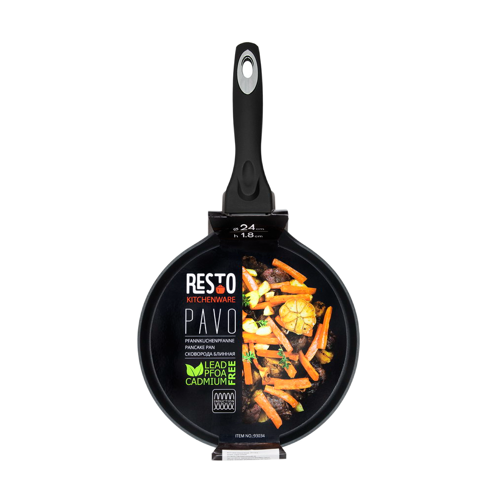 Блинная сковорода RESTO 93034, 24см, Чёрный