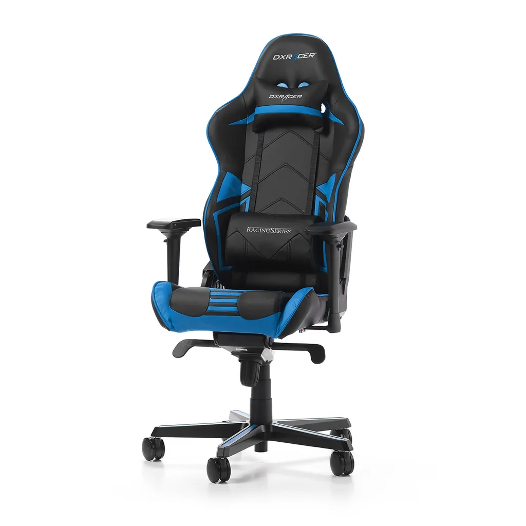 Scaun Gaming DXRacer Racing Pro, PU Piele, Negru/Albastru