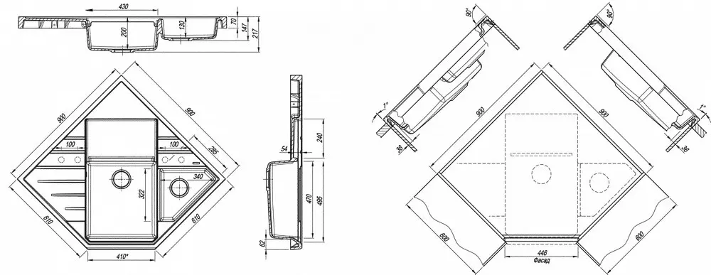 Кухонная мойка из кварца Florentina-BOMBAY Capucino