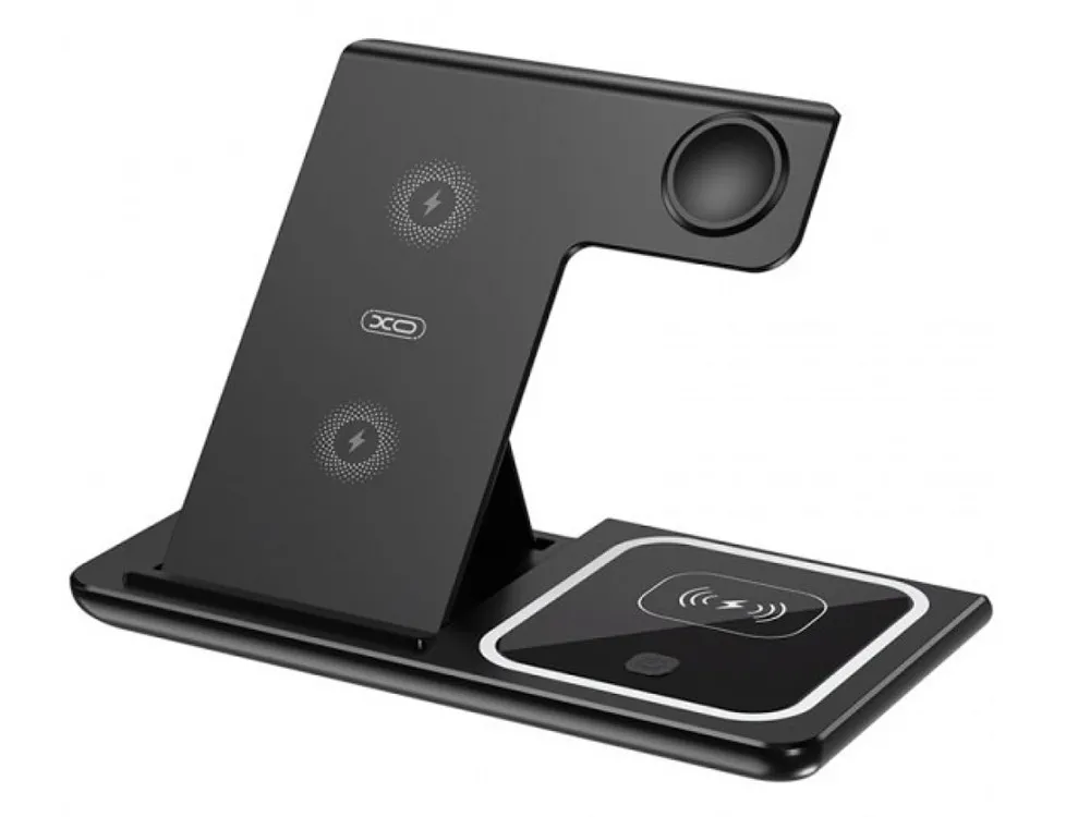 Wireless Charger XO, 3in1, WX023, Black (apple supporting)