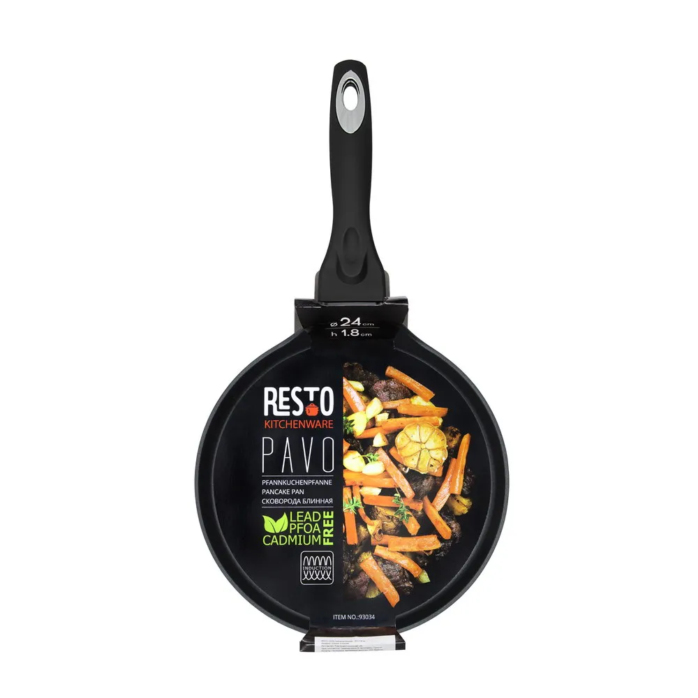 Блинная сковорода RESTO 93034, 24см, Чёрный