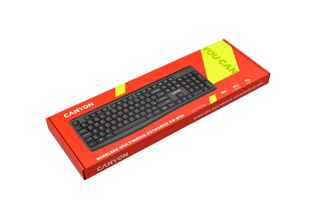 Клавиатура Canyon KB-W50, Беспроводное, Чёрный