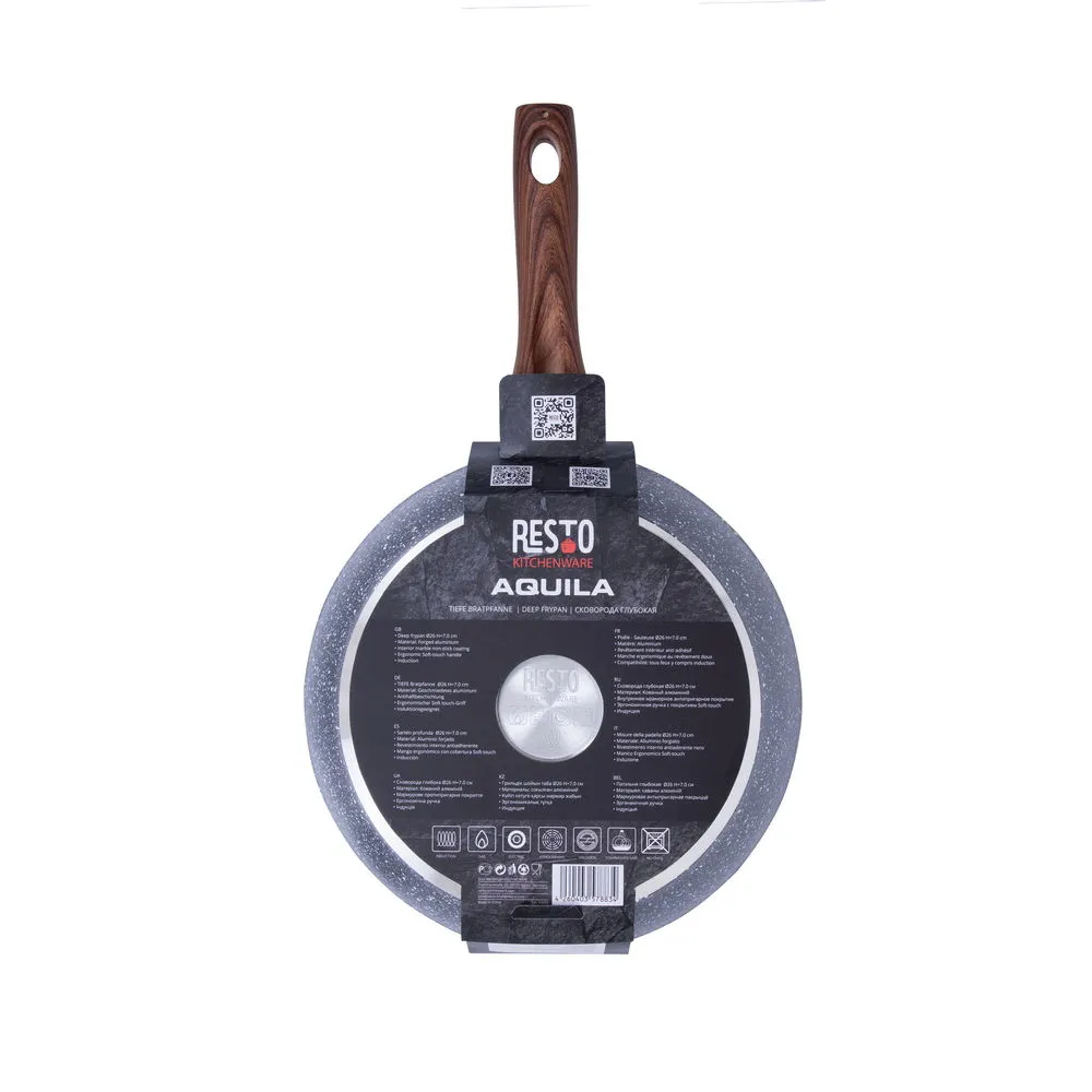 Сковорода глубокая RESTO 93053, 26см, Серый