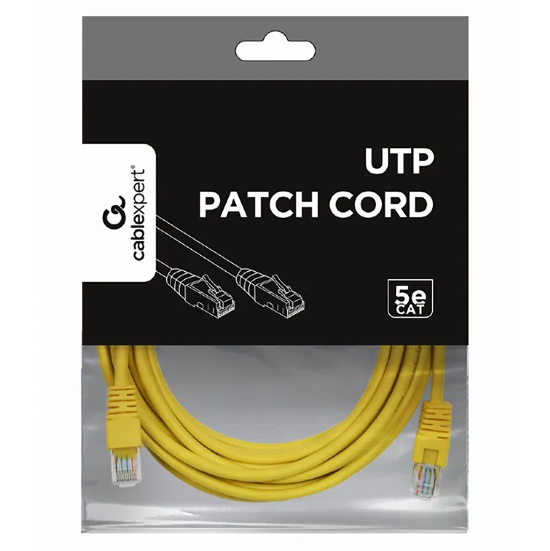 Patch cord Cablexpert PP12-5M/Y, CAT5e UTP, 5m, Galben