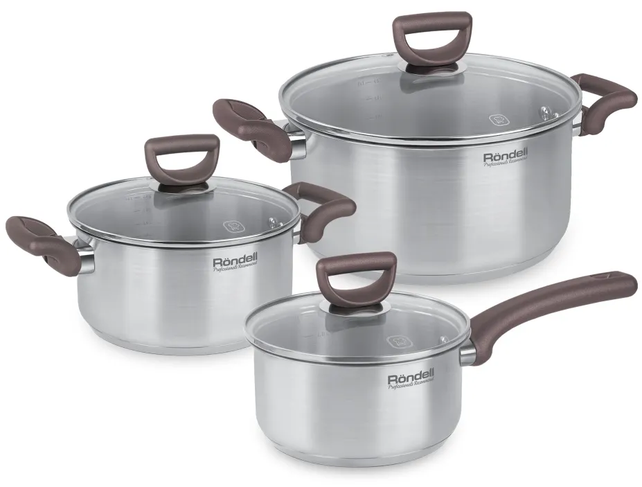 Набор кастрюль Rondell RDS-1324, 4,8л, Нержавеющая сталь