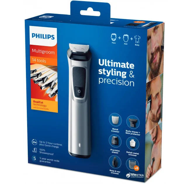 Trimmer pentru bărbați Philips Multigroom Series 7000 MG7720/15, Negru | Argintiu