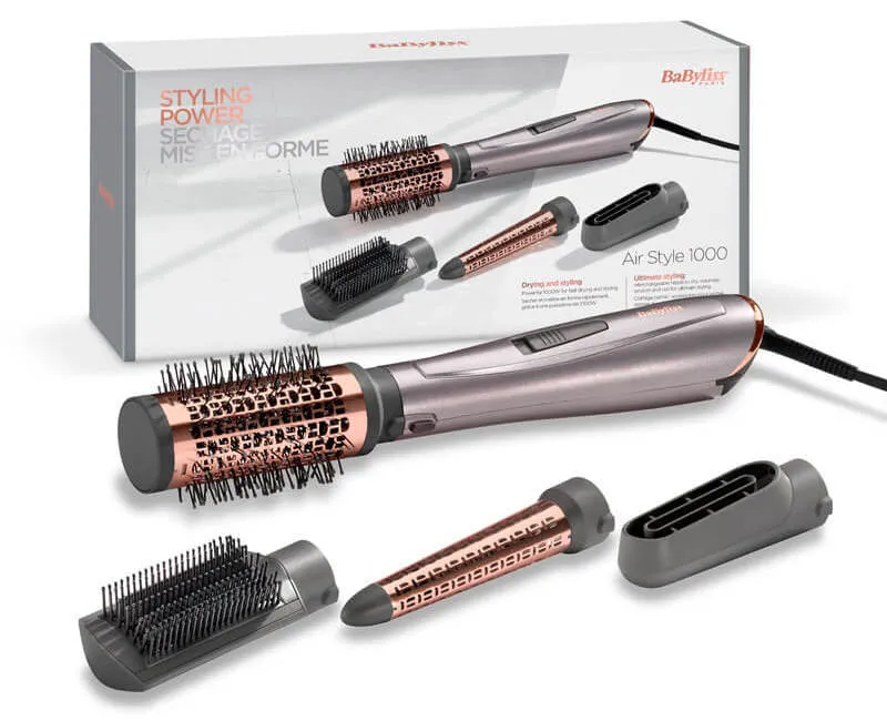 Фен-щётка BaByliss Air Style AS136E, 1000Вт, Серый