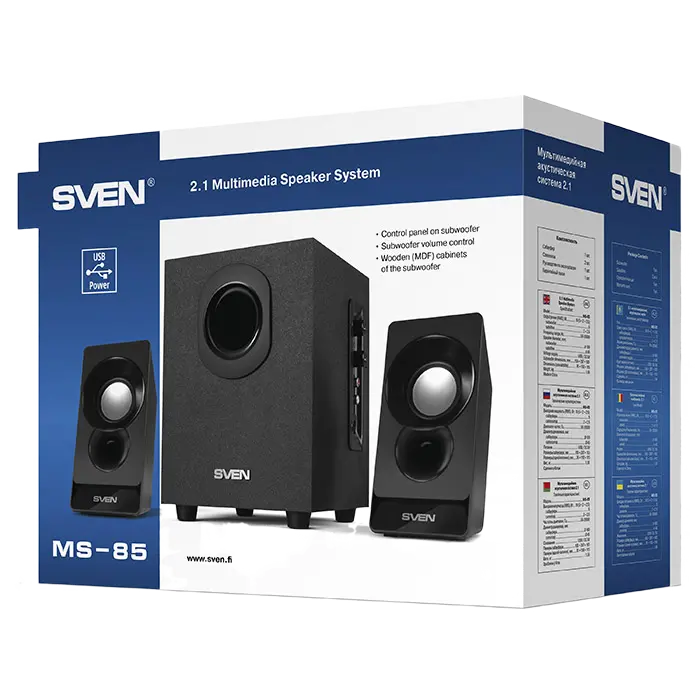 Boxe pentru calculator 2.1 SVEN MS-85, Negru