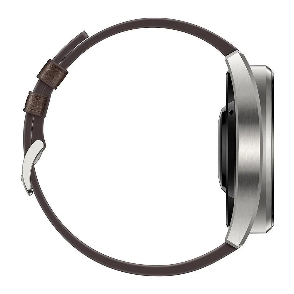 Ceas inteligent Huawei WATCH 3 Pro, 48mm, Carcasă Titanium Gray  cu curea din piele Maro