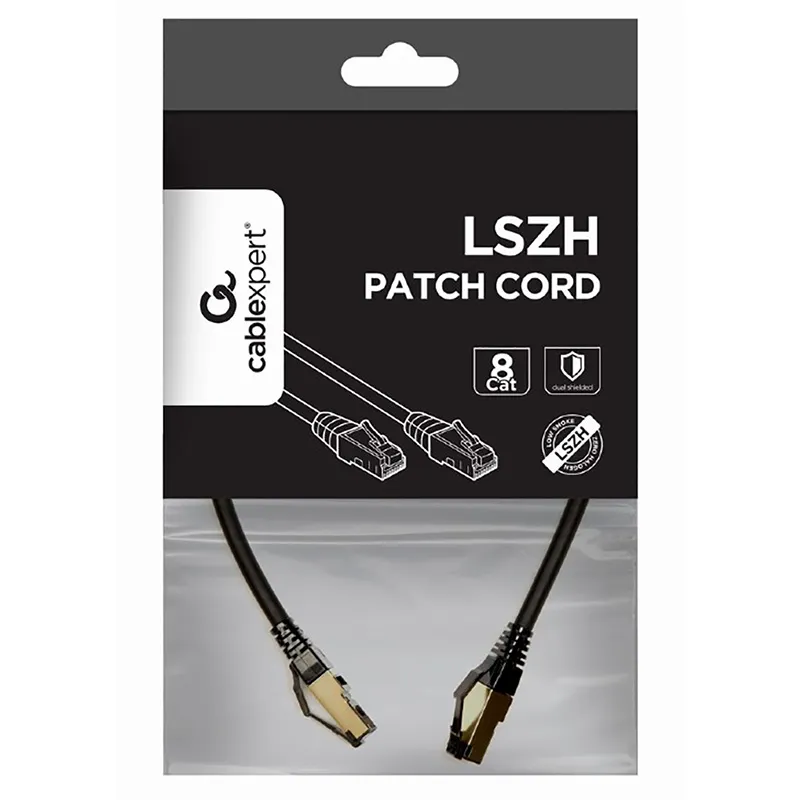 Patch cord Cablexpert PP8-LSZHCU-BK-0.5M, Cat8 S/FTP, 0,5m, Negru