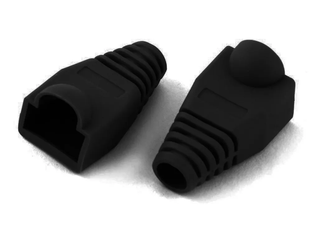 Boot cap for RJ-45, black, UTP cat.5 modular plug,  100 pcs/bag