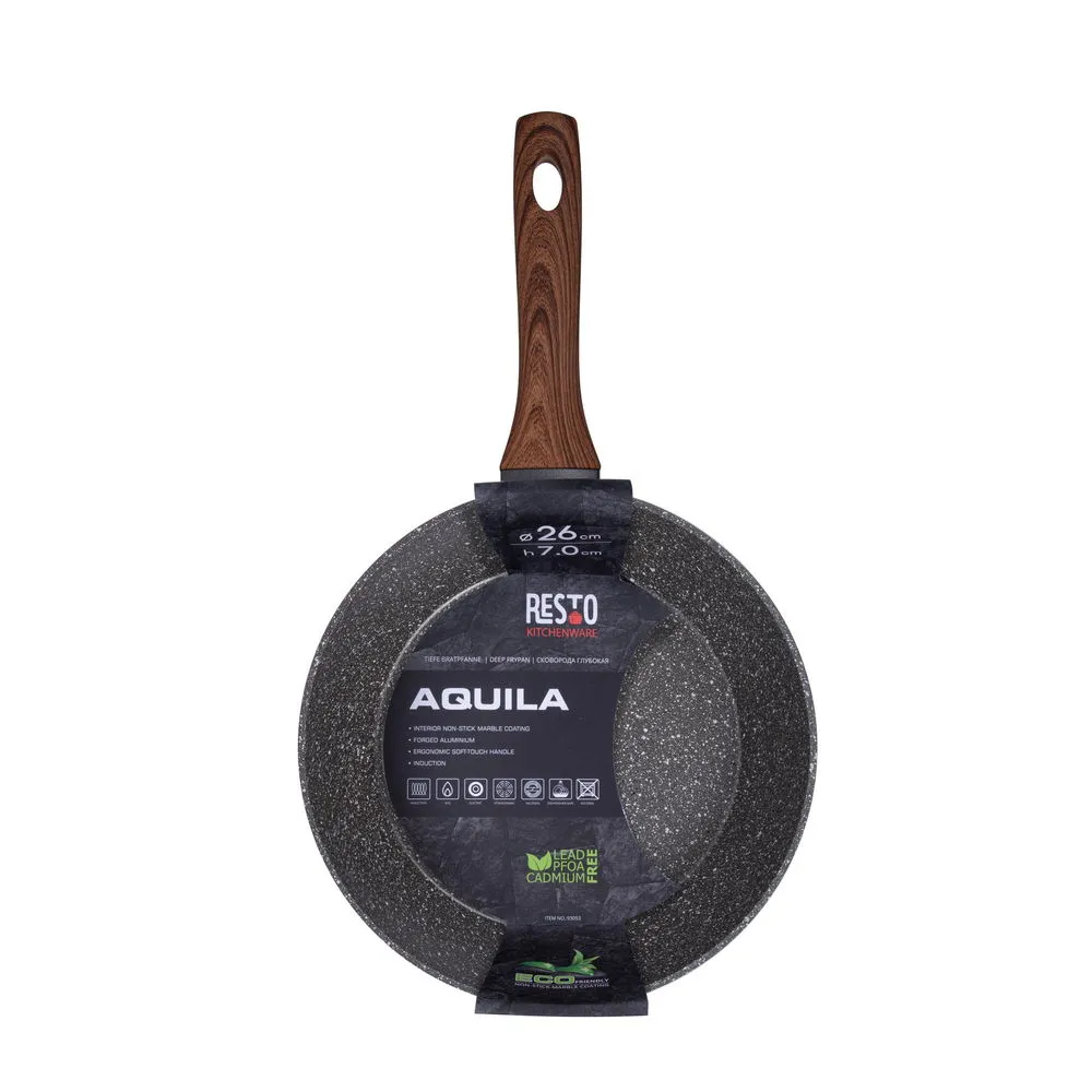 Сковорода глубокая RESTO 93053, 26см, Серый