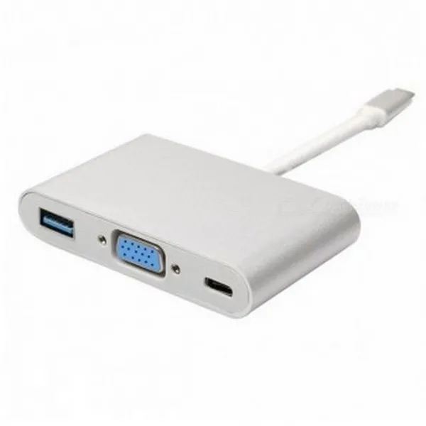 Adaptor Video APC Electronic APC-631011, USB Type-C (F) - VGA + USB3.0 + TYPE C, 0,15m, Alb