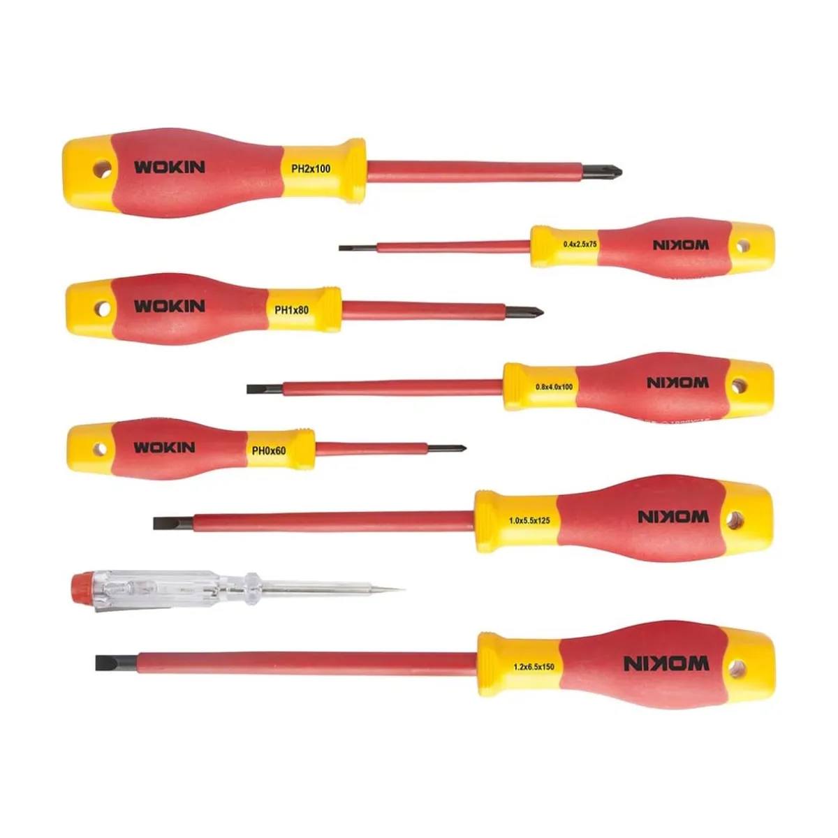 Набор диэлектрических отверток WOKIN 7 предметов, SL/PH, тестер напряжения SL3x70 мм