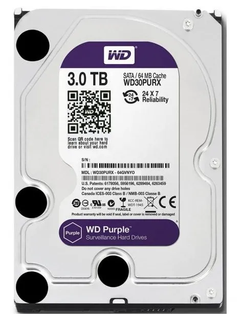 Жесткий диск Western Digital WD Purple, 3.5", 3 ТБ <WD30PURZ>