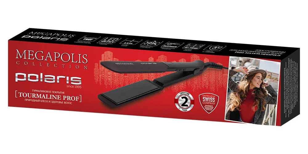 Placă de îndreptat părul Polaris Megapolis PHSS 5011KTA, Negru | Violet