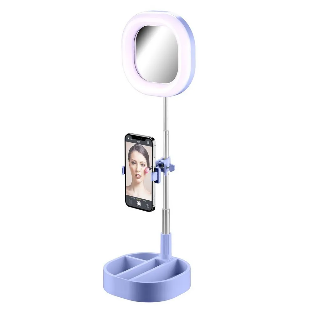 Lampă circulară Cellularline Selfie Ring Mirror - Universale, Albastru