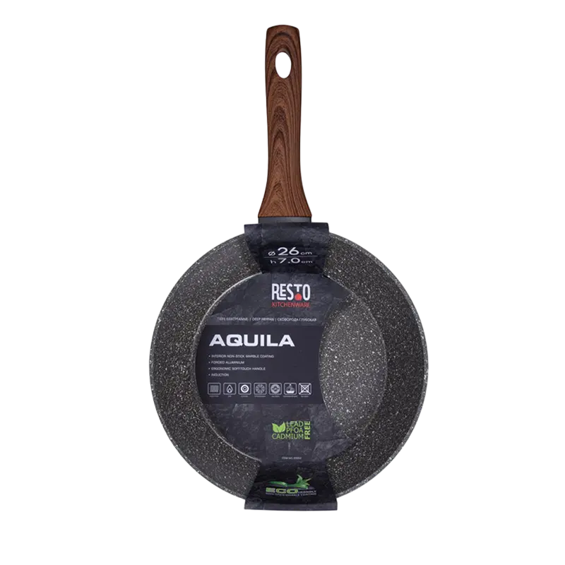 Сковорода глубокая RESTO 93053, 26см, Серый