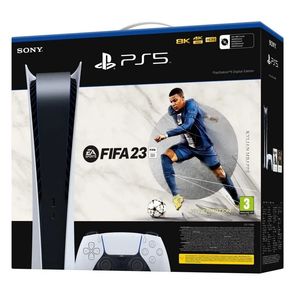 Consolă de jocuri SONY PlayStation 5 Digital Edition, Alb, "Fifa 23" (Voucher)