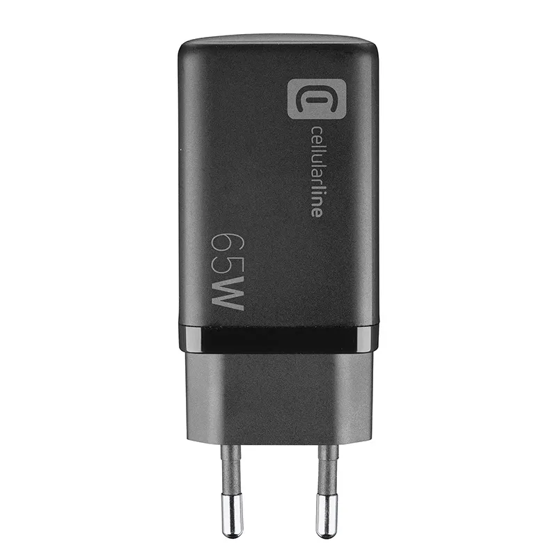 Încărcător Cellularline Wall Charger GAN, 3 Ports, 65W, Negru