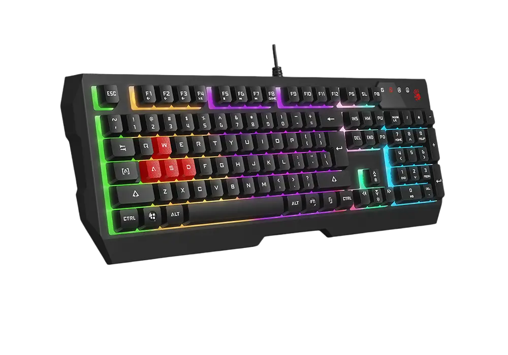 Gaming Keyboard Bloody B135N, Keycap Double-Shot, Splash Resistance, FN Keys, Backlight,  Black,USB