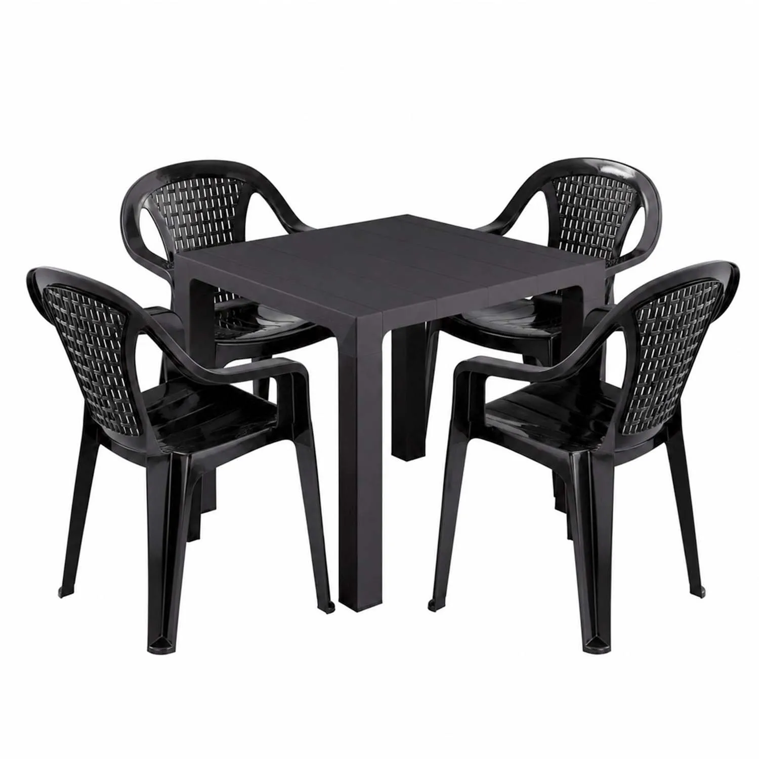 TikTok Masa plastic Orfeo 80 Sanja (Antracit) + 4 scaune Valelrija antracit 7005AN