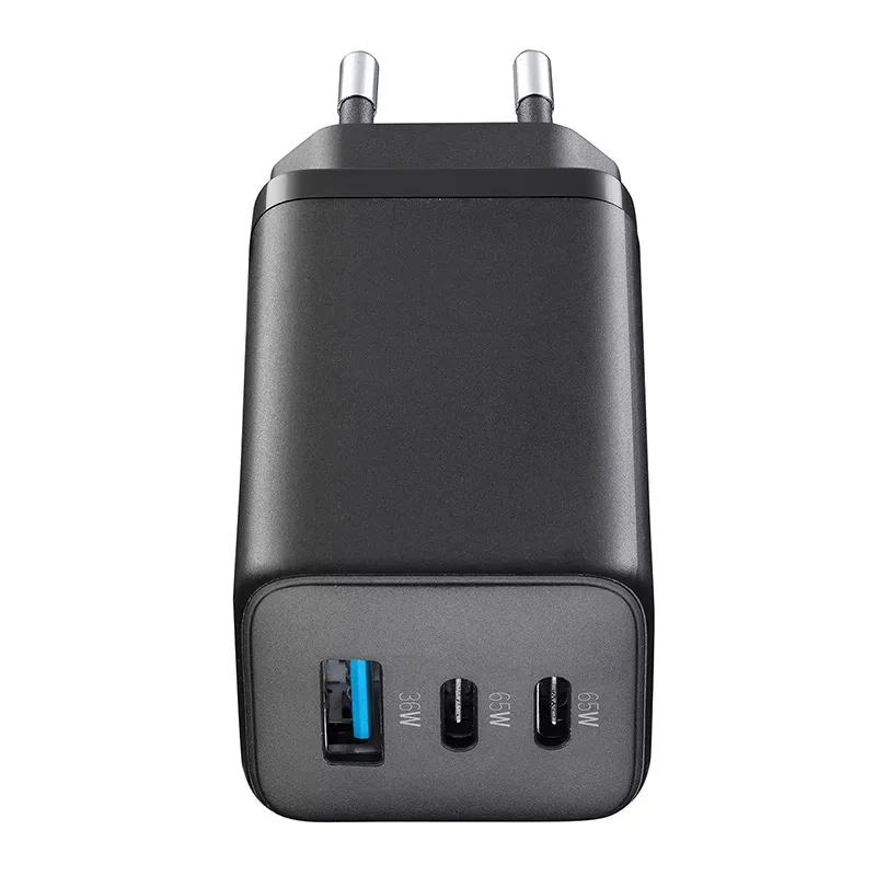 Încărcător Cellularline Wall Charger GAN, 3 Ports, 65W, Negru