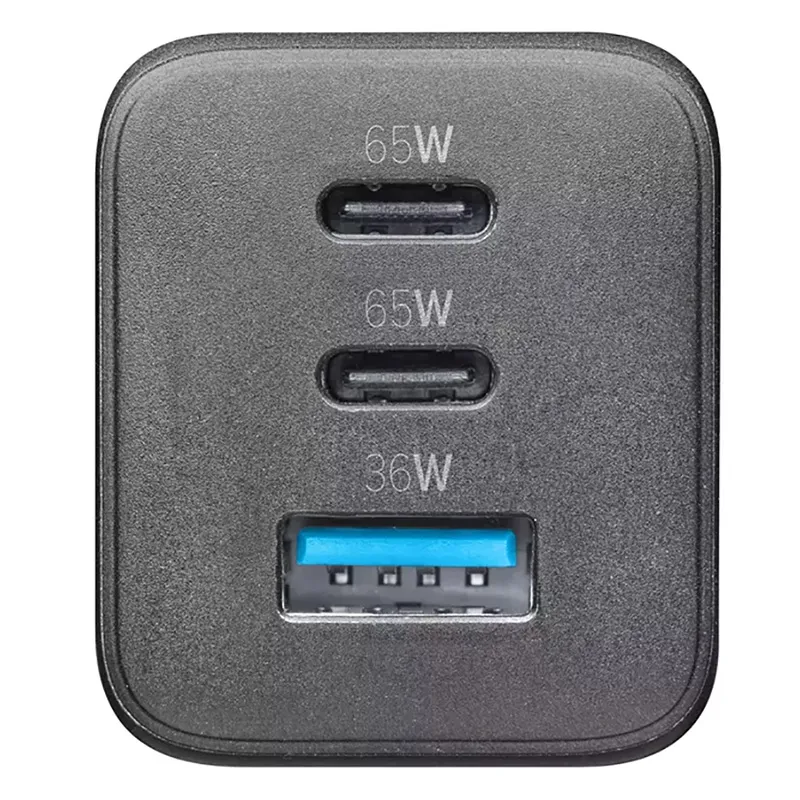 Încărcător Cellularline Wall Charger GAN, 3 Ports, 65W, Negru