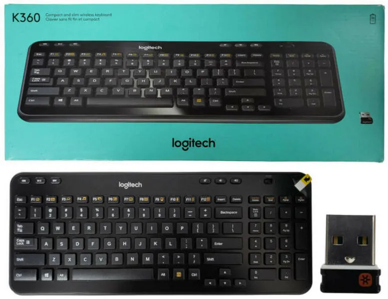 Клавиатура Logitech K360, Беспроводное, Чёрный