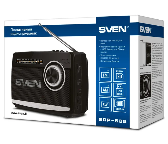 Radio portabil SVEN SRP-535, Negru