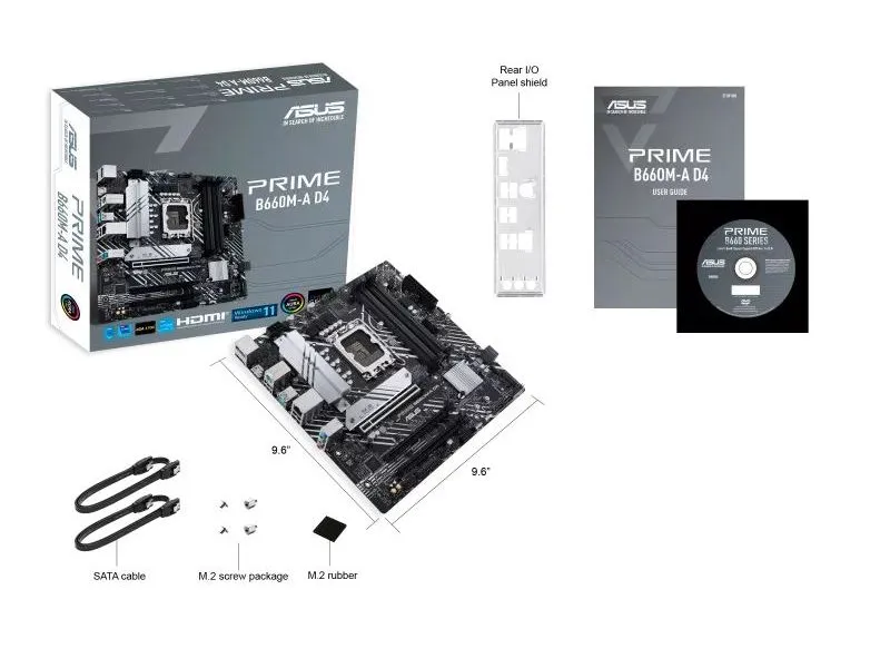 Материнская плата ASUS PRIME B660M-A D4, LGA1700, Intel B660, Micro-ATX