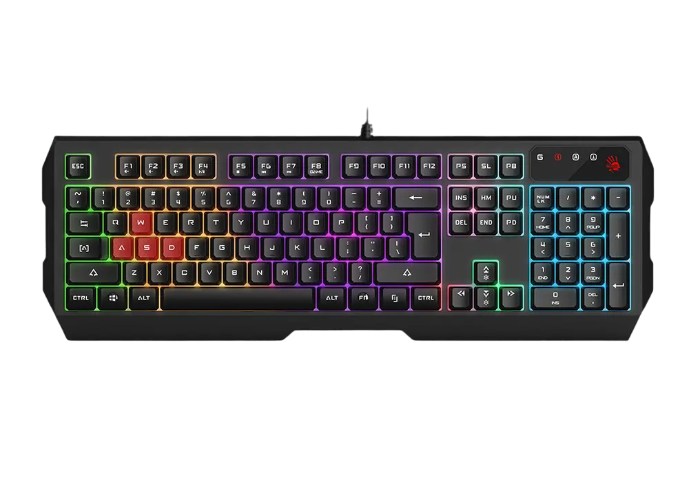 Gaming Keyboard Bloody B135N, Keycap Double-Shot, Splash Resistance, FN Keys, Backlight,  Black,USB
