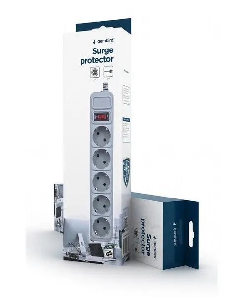 Prelungitor electric Gembird GMB SPG3-B-10C, 5 Prize, 3 m, Alb