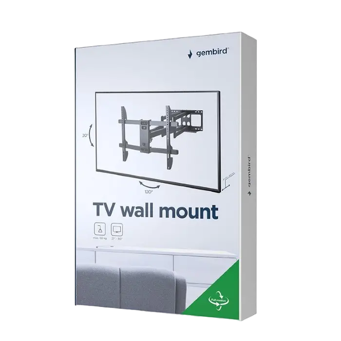 Suport TV de perete Gembird WM-80ST-02, Negru