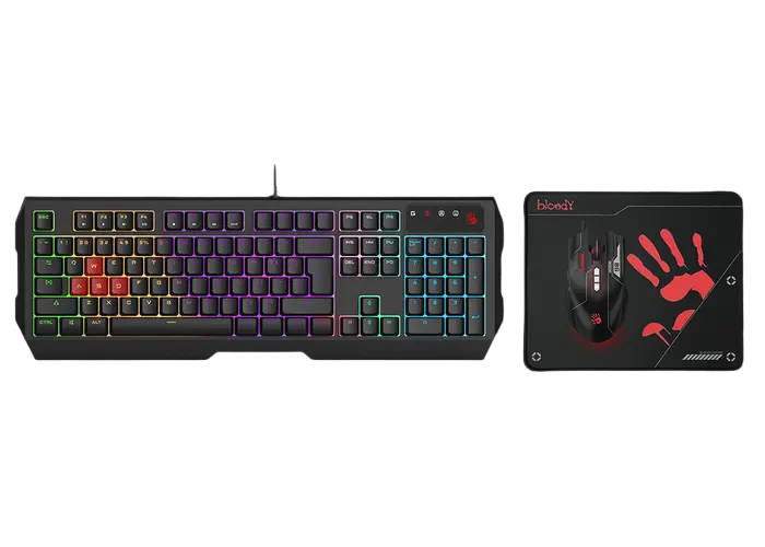 Gaming Keyboard & Mouse & Mouse Pad Bloody B1700, (B140N/ES7/BP-50M), Black, USB