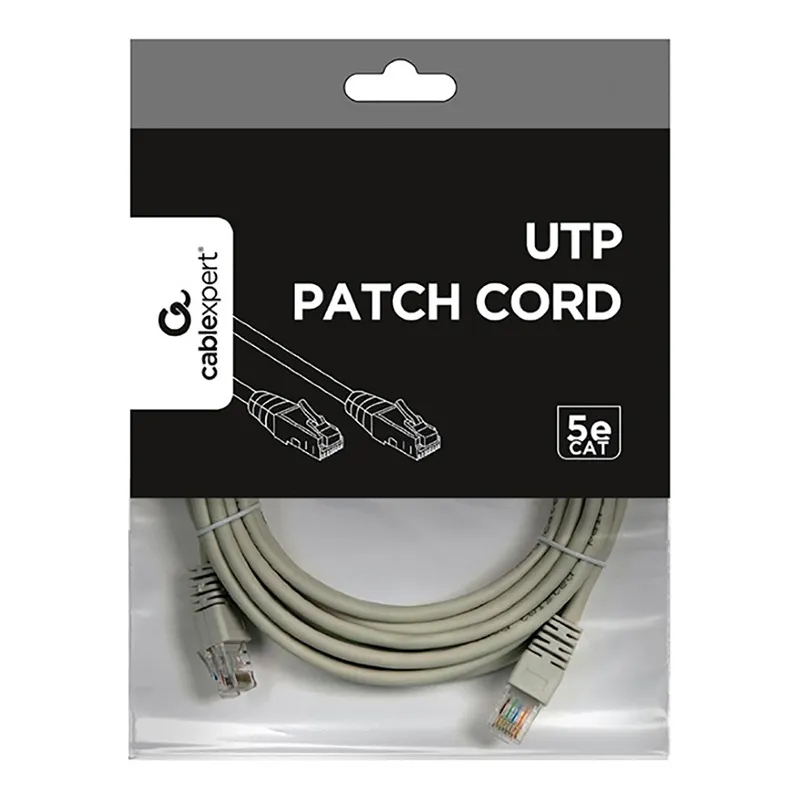 Patch cord Cablexpert PP12-5M, CAT5e UTP, 5m, Gri