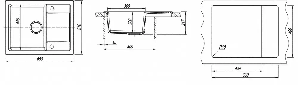 Кухонная мойка из камня Dr.Gans Tehno 650 (Bej-Dune)