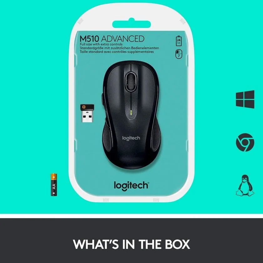Беcпроводная мышь Logitech M510, Чёрный