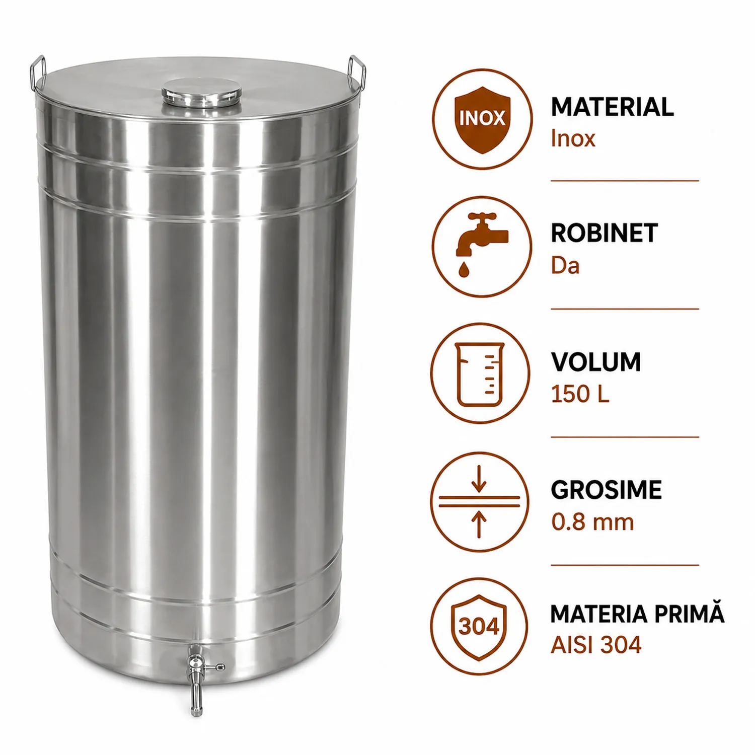 Butoi pentru vin din Inox 150 L