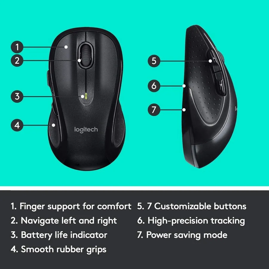 Беcпроводная мышь Logitech M510, Чёрный