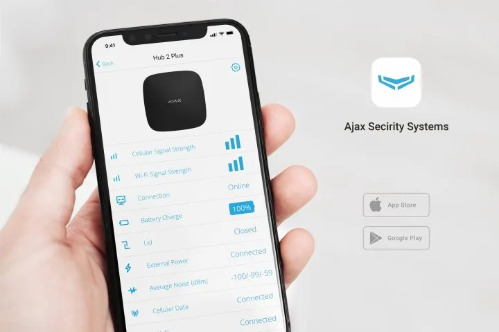 Panou inteligent de control al alarmei Ajax Hub 2 Plus, Negru