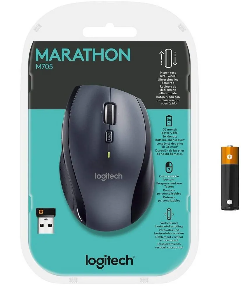 Беcпроводная мышь Logitech M705, Чёрный