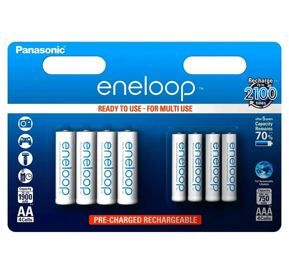 Acumulatori Panasonic BK-KJMCDE44E, AA/AAA, 1900 mAh, 8 buc.