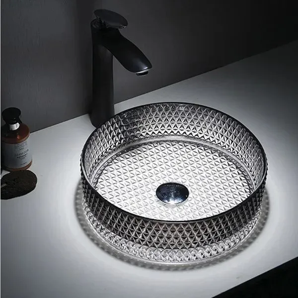 Lavoar din sticla securizata SanDonna Mira Rotund (Transparent-Negru)