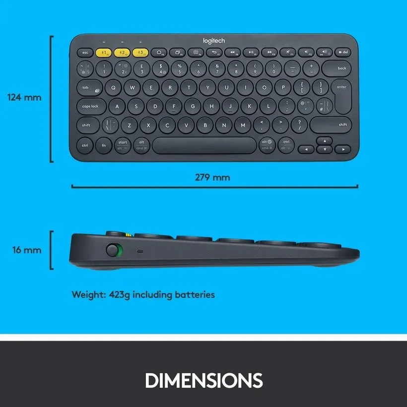 Клавиатура Logitech K380, Беспроводное, Чёрный