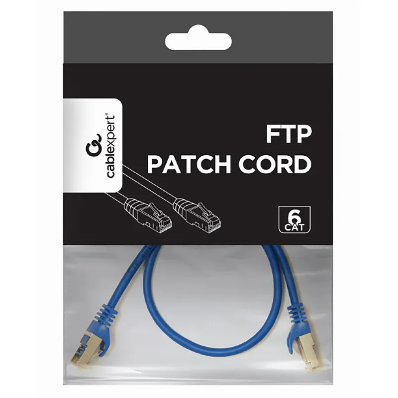 Patch cord Cablexpert PP6-0.5M/B, Cat6 FTP , 0,5m, Albastru