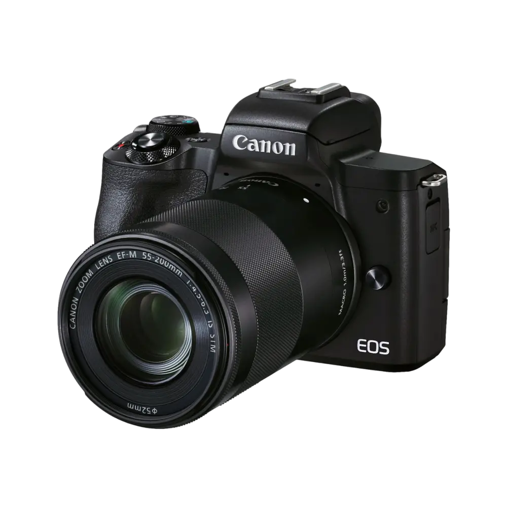 Aparat Foto Mirrorless Canon EOS M50 Mark II + EF-M 15-45 IS + EF-M 55-200 IS, Negru