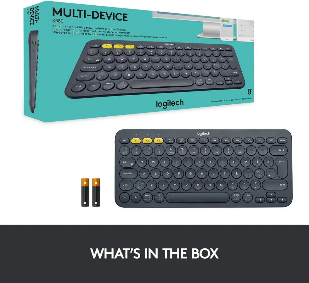 Клавиатура Logitech K380, Беспроводное, Чёрный